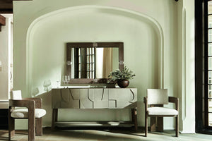 Bernhardt Bernhardt Casa Paros Sideboard With Sculptural Faux-Concrete Doors, Warm Wood Finish, Soft-Close Storage (69.63"W) 317131