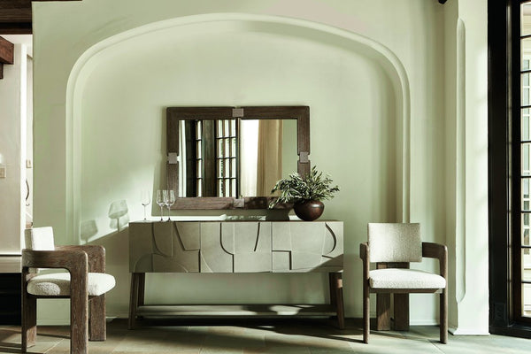 Bernhardt Bernhardt Casa Paros Sideboard With Sculptural Faux-Concrete Doors, Warm Wood Finish, Soft-Close Storage (69.63"W) 317131