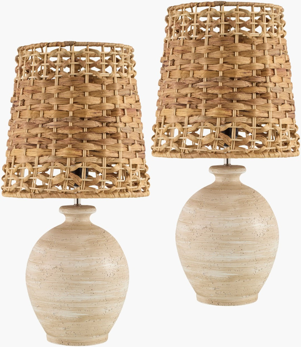 Livabliss Sarina Cement Base Table Lamp with Woven Seagrass Shade for Coastal Minimalist Decor SAR001-SET