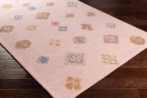 Surya Sabra 2' X 3' Handcrafted Wool Rug - Elegant Global Design, Low Pile, Perfect For Any Room! Dusty Pink Wool Sar2302-23