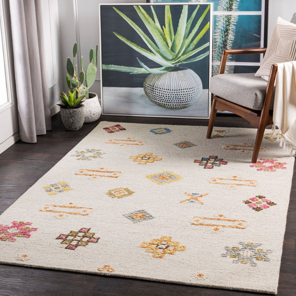 Surya Sabra 2' X 3' Handcrafted Wool Rug - Elegant Global Design, Low Pile, Perfect For Any Room! Cream Wool Sar2303-23