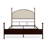 Homelegance By Top-Line Finola Cream Curved Top Cherry Brown Metal Poster Bed Brown Cherry Linen