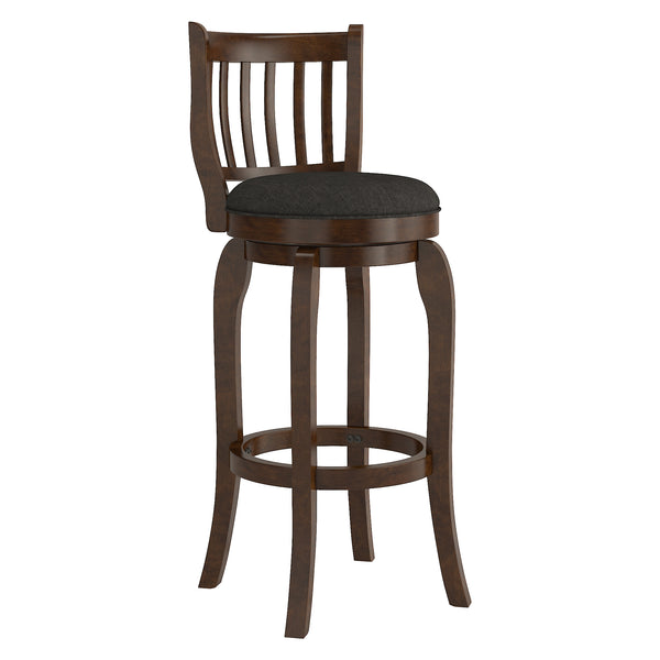 Homelegance By Top-Line Redford Linen High Back Swivel Bar Stool Brown Rubberwood