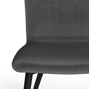 English Elm Baylor Velvet Dining Chair Set of 2 - Dark Grey Upholstered Curved Seat, Angled Black Metal Legs, Versatile B136P158474