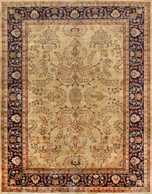 Pasargad Home Azerbaijan Collection Hand-knotted Lamb's Wool Area Rug – Elegant Floral Design Accents   P-425 Ivory 8x10