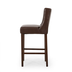 English Elm Christopher Knight Home® - BARSTOOL sleek PU upholstered counter stool with sturdy frame, ergonomic seat and modern minimalist design Dark Brown 70678.00PUDBRN