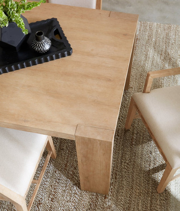 Hooker Furniture Retreat Sand Dune Rectangle Dining Table With 22" Removable Leaf, Oak-Veneer Top & Block Legs 6950-75200-80