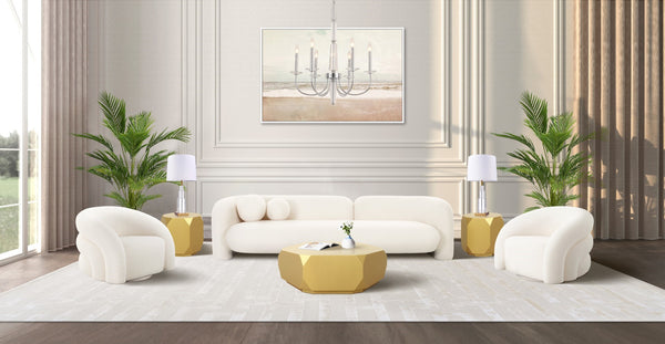 Pasargad Home Azzurro Swivel Chair - Luxurious Boucle Fabric, Modern Design, 360-degree Comfort Ivory Boucle Pzw-50046