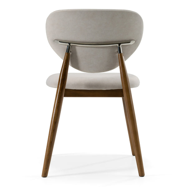 Vig Furniture Modrest Savannah - Stylish Mid-century Grey Fabric Dining Chair With Walnut Legs For Modern Homes Grey  Vgdw-dc1009-bge