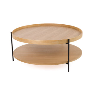 Vig Furniture Modrest Savoy - Elegant Natural Ash Coffee Table With Sleek Black Iron Legs And Stylish Design Oak  Vgdw-j5768-nat