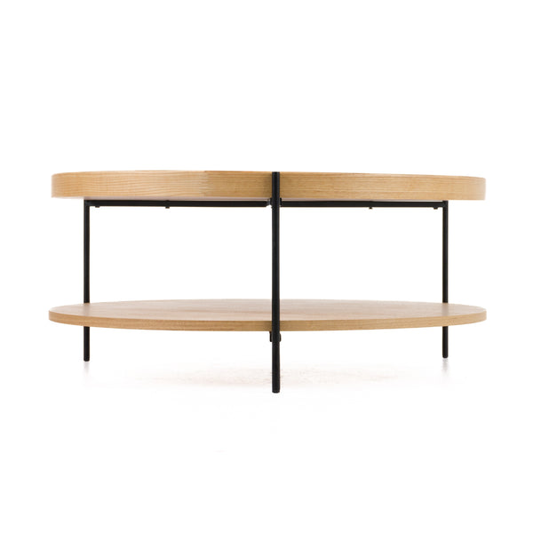 Vig Furniture Modrest Savoy - Elegant Natural Ash Coffee Table With Sleek Black Iron Legs And Stylish Design Oak  Vgdw-j5768-nat