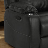 Christopher Knight Home® - Noble House - Sarina Traditional Black Leather Recliner with Steel Cup Holders