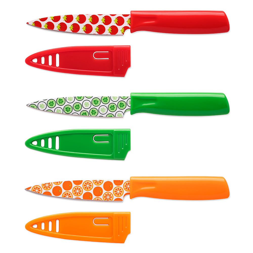 Lenox Hampton Forge Tomodachi Printed Fruit 3 Piece Paring Knives & Guards Multi, NO COLOR MULTI HMC01A589G