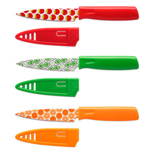 Lenox Hampton Forge Tomodachi Printed Fruit 3 Piece Paring Knives & Guards Multi, NO COLOR MULTI HMC01A589G