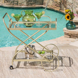 Christopher Knight Home® - Noble House - Perley Indoor Traditional Iron and Glass Bar Cart, Gold