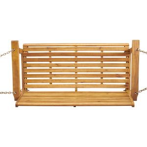 English Elm Tasmania Acacia Hardwood Porch Swing Slatted Outdoor Bench with Hanging Chains 69655.00