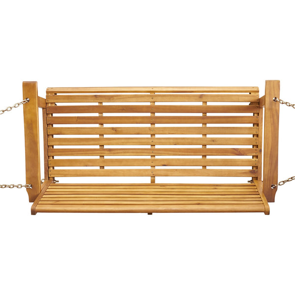 English Elm Tasmania Acacia Hardwood Porch Swing Slatted Outdoor Bench with Hanging Chains 69655.00
