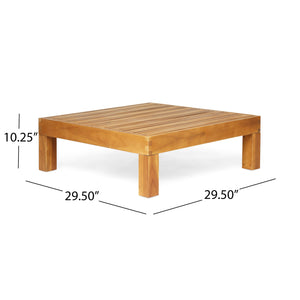 English Elm Brava Acacia Hardwood Outdoor Sectional Set with Cross-back Design and Weather-resistant Frame 57967-8BEI-64489BGE-64496.00