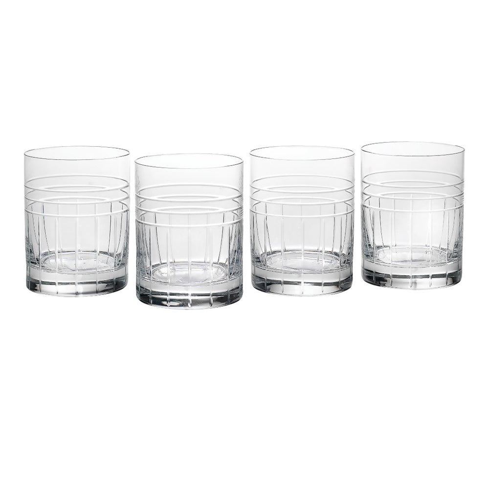 Lenox Reed and Barton Tempo Double Old Fashioned Glasses, Set of 4 Clear, NO COLOR GLASS,CRYSTAL 5300/4282
