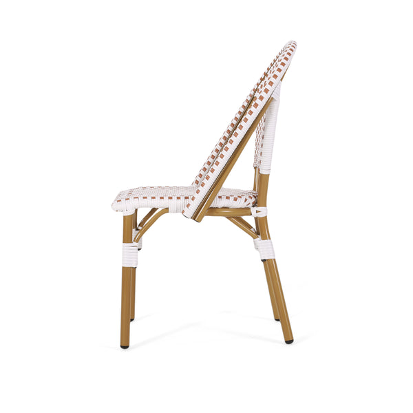 English Elm Outdoor Woven Rattan Bistro Chair Set of 2 with Aluminum Frame Bamboo Print Finish 69958.00RT