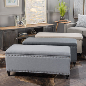 English Elm Storage Ottoman Bench with Hinged Lid Padded Seat Living Room Coffee Table 60581.00CCL