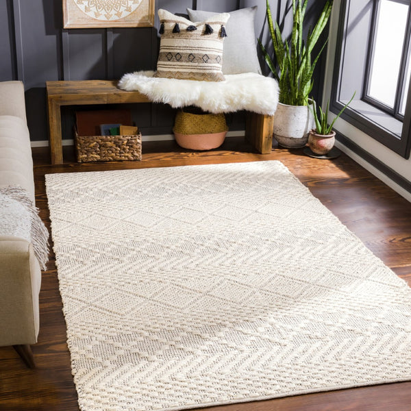 Surya Santa Barbara Sbb-2300 Handwoven 2' X 3' Rug – Stylish Cotton & Jute Blend For Global Home Decor Cream Jute,Cotton Sbb2302-23