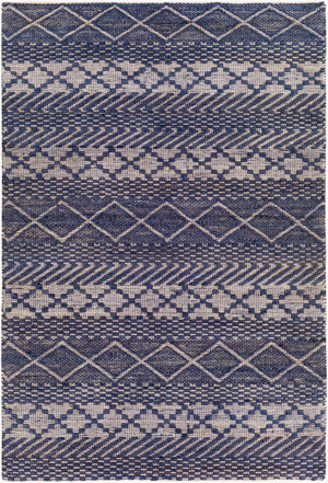 Surya Santa Barbara Sbb-2300 Handwoven 2' X 3' Rug – Stylish Cotton & Jute Blend For Global Home Decor Navy Jute,Cotton Sbb2307-576