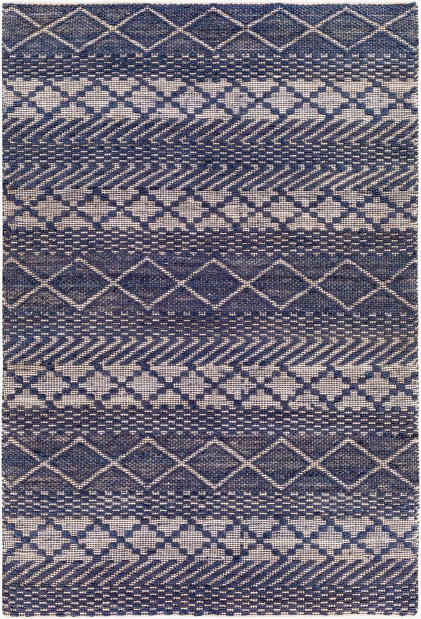 Surya Santa Barbara Sbb-2300 Handwoven 2' X 3' Rug – Stylish Cotton & Jute Blend For Global Home Decor Navy Jute,Cotton Sbb2307-576