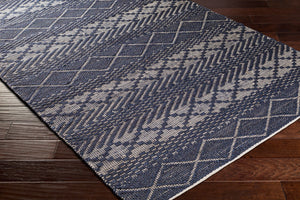 Surya Santa Barbara Sbb-2300 Handwoven 2' X 3' Rug – Stylish Cotton & Jute Blend For Global Home Decor Navy Jute,Cotton Sbb2307-268
