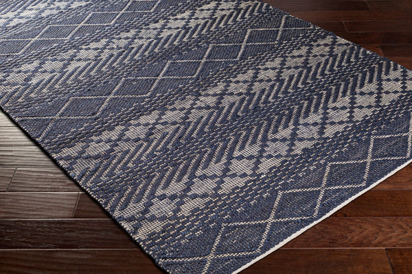 Surya Santa Barbara Sbb-2300 Handwoven 2' X 3' Rug – Stylish Cotton & Jute Blend For Global Home Decor Navy Jute,Cotton Sbb2307-268