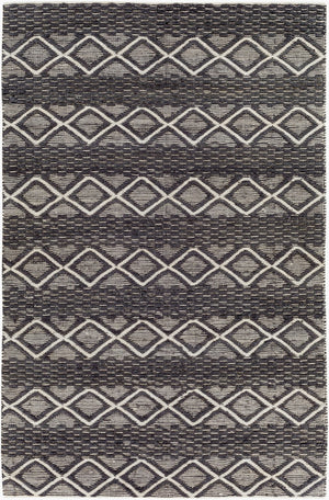 Surya Santa Barbara Sbb-2300 Handwoven 2' X 3' Rug – Stylish Cotton & Jute Blend For Global Home Decor Black Jute,Cotton Sbb2308-23