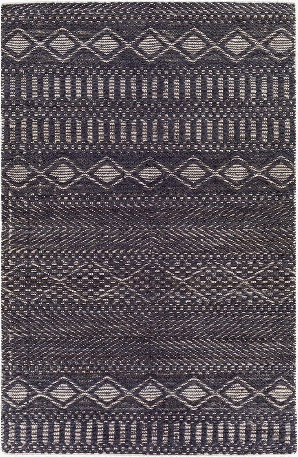 Surya Santa Barbara Sbb-2300 Handwoven 2' X 3' Rug – Stylish Cotton & Jute Blend For Global Home Decor Black Jute,Cotton Sbb2309-35