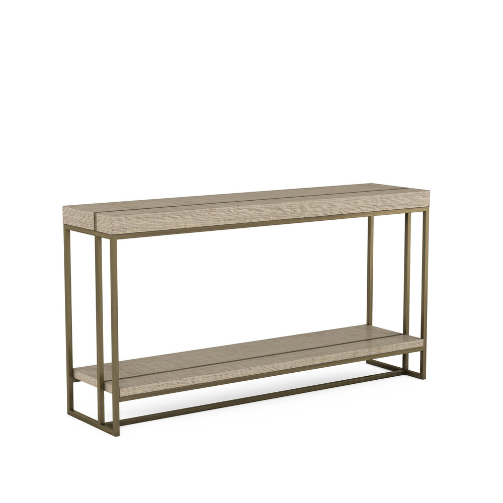 A.R.T. Furniture North Side Sofa Table - Stylish Transitional Design With Flaxen Bronze Frame & Open Storage Shelf Brown Parrawood Solids,Quarter Figured,Fiddle Ash Veneer,Metal 269307-2556