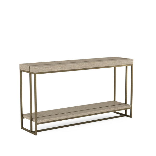 A.R.T. Furniture North Side Sofa Table - Stylish Transitional Design With Flaxen Bronze Frame & Open Storage Shelf Brown Parrawood Solids,Quarter Figured,Fiddle Ash Veneer,Metal 269307-2556