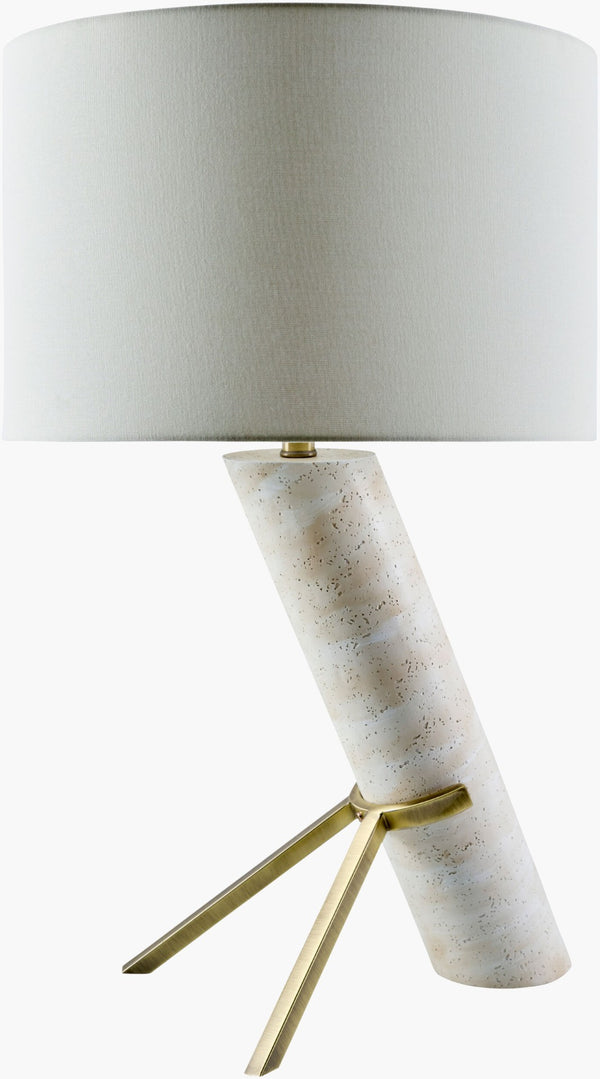 Livabliss Subida Sculptural Resin Table Lamp with Linen Shade and Iron Finial for Living Rooms SBD-001