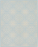 Nourison Jubilant JUB06 Machine Made Power-loomed Narrow Border Indoor Only Farmhouse Contemporary Rug Ivory,Light Blue, Light Blue 100% Polypropylene 99446478504