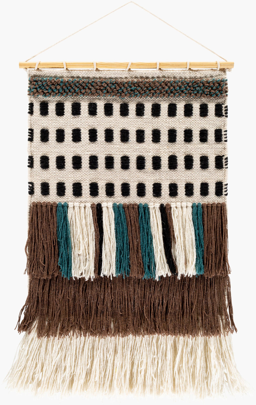 Surya Saber Wall Hanging - Hand-woven Global Art 32"H X 20"W - Textured Polyester & Wool Design For Your Home Brown Wool,Wood Sbe1001-2032