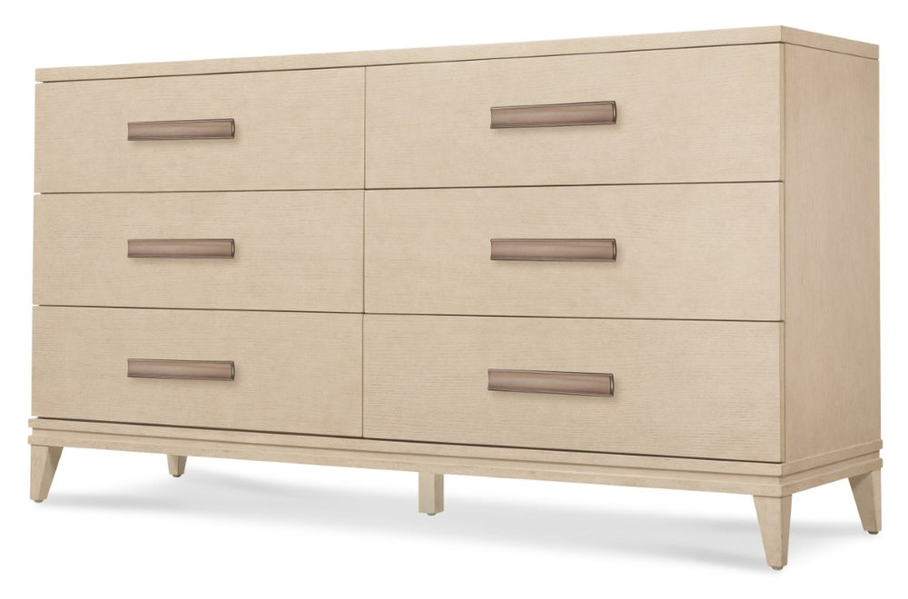 Hooker Furniture Westwood Polished Limestone Six-Drawer Dresser With Cedar-Lined Drawers, Quartered Oak Veneer Elegance 6133-90002-80