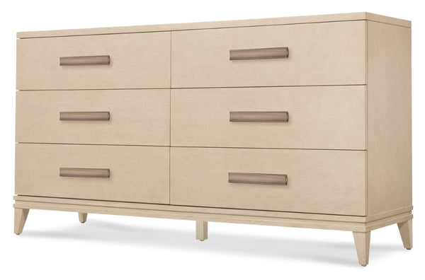 Hooker Furniture Westwood Polished Limestone Six-Drawer Dresser With Cedar-Lined Drawers, Quartered Oak Veneer Elegance 6133-90002-80