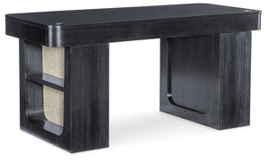 Hooker Furniture Kenzo Sit to Stand Home Office Desk with Grass Cloth Accents and Wood Grain Finish 6104-10458-99