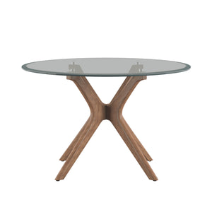 Homelegance By Top-Line Martine Mid-Century Walnut Finish Round Dining Table Walnut Rubberwood