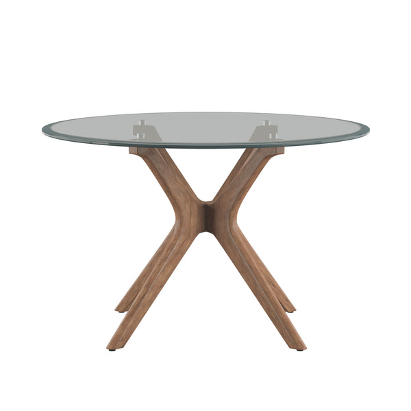 Homelegance By Top-Line Martine Mid-Century Walnut Finish Round Dining Table Walnut Rubberwood