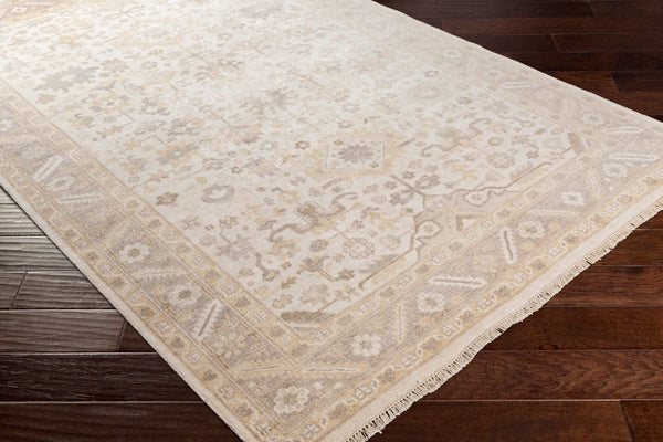 Surya Sabine Handmade 6' X 9' Luxurious Viscose Rug - Stylish Updated Traditional Design With Fringe Detail Beige Viscose Sbn1000-69