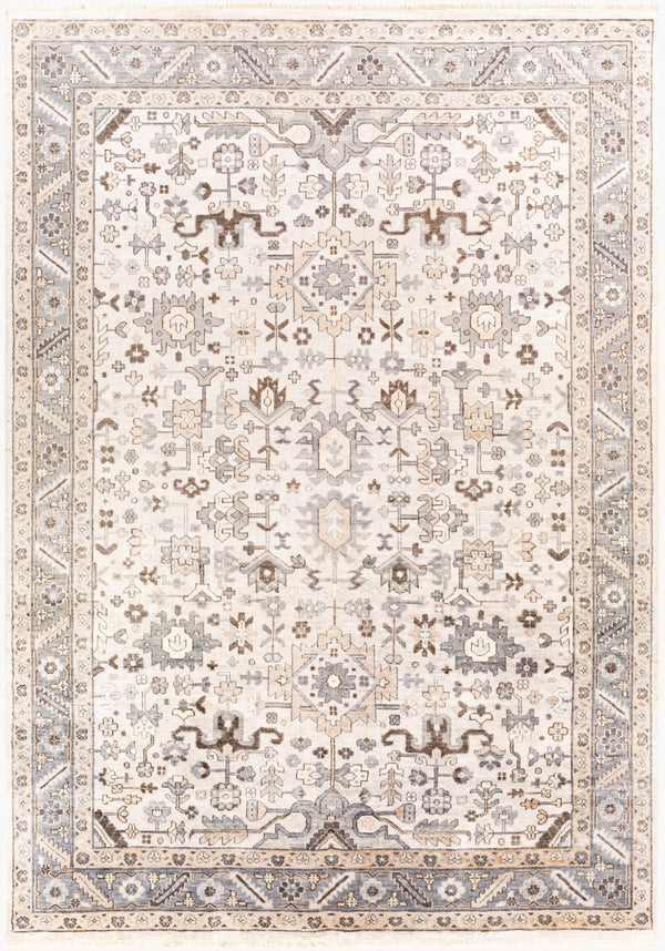 Surya Sabine Handmade 6' X 9' Luxurious Viscose Rug - Stylish Updated Traditional Design With Fringe Detail Light Gray Viscose Sbn1001-811