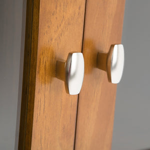 English Elm Warm Shaker Low Storage Cabinet - Handcrafted Light Golden Brown With Glass Door & Adjustable Shelves B136P159572-GIGA