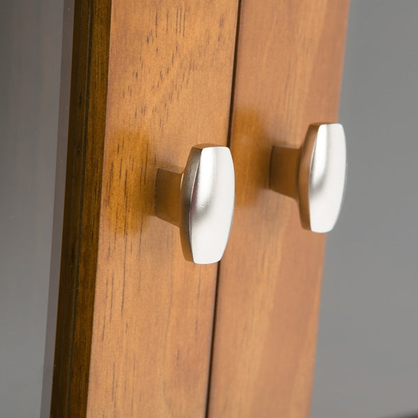 English Elm Warm Shaker Low Storage Cabinet - Handcrafted Light Golden Brown With Glass Door & Adjustable Shelves B136P159572-GIGA