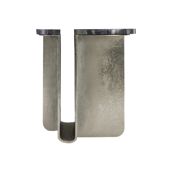 Bernhardt Bernhardt Sculptural Tegan Side Table With Black Forest Marble Tops & Shiny Nickel Cast Aluminum Base 305123