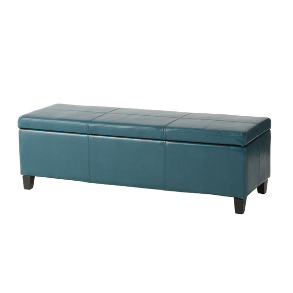 English Elm Glouster Bench Style Pu Leather Storage Ottoman with Soft Close Lid for Bedroom Teal 57742.00TEL