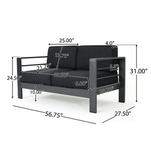 English Elm Christopher Knight Home® - CAPE Coral KD Loveseat with Aluminum Frame, Water-Resistant Cushions, 600lb Capacity, Compact DARK GREY 56348.00GRY