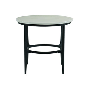 Bernhardt Bernhardt Avondale Round Metal End Table With Faux Marble Top & Blackened Steel Base, 26" X 24" 470121